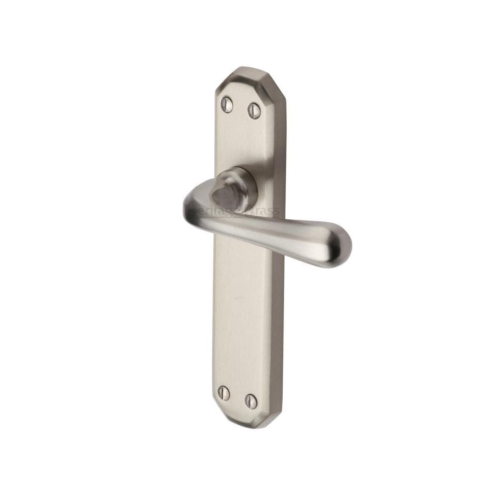 Heritage Brass Door Furniture Satin Nickel / Latch Handles Heritage Brass - Door Handle Lever Latch Charlbury Design Satin Nickel Finish