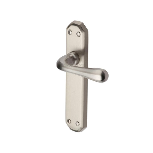 Heritage Brass Door Furniture Satin Nickel / Latch Handles Heritage Brass - Door Handle Lever Latch Charlbury Design Satin Nickel Finish