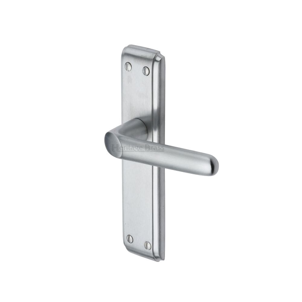 Heritage Brass Door Furniture Satin Chrome / Latch Handles Heritage Brass - Door Handle Lever Latch Deco Design Satin Chrome Finish