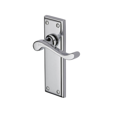 Heritage Brass Door Furniture Polished Chrome / Latch Handles Heritage Brass - Door Handle Lever Latch Edwardian Design Polished Chrome Finish