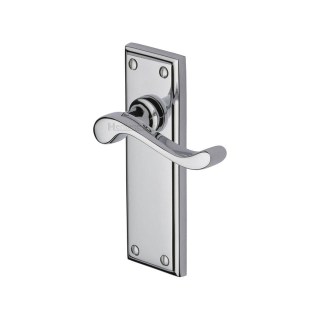 Heritage Brass Door Furniture Polished Chrome / Latch Handles Heritage Brass - Door Handle Lever Latch Edwardian Design Polished Chrome Finish