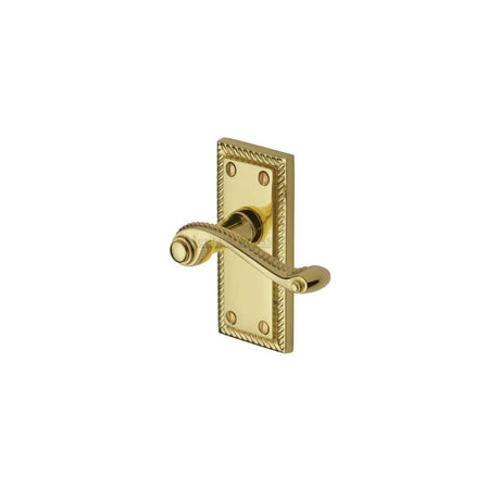 Heritage Brass Door Furniture Polished Brass / Latch Handles Heritage Brass - Door Handle Lever Latch Georgian Short Design Polished Brass Finish