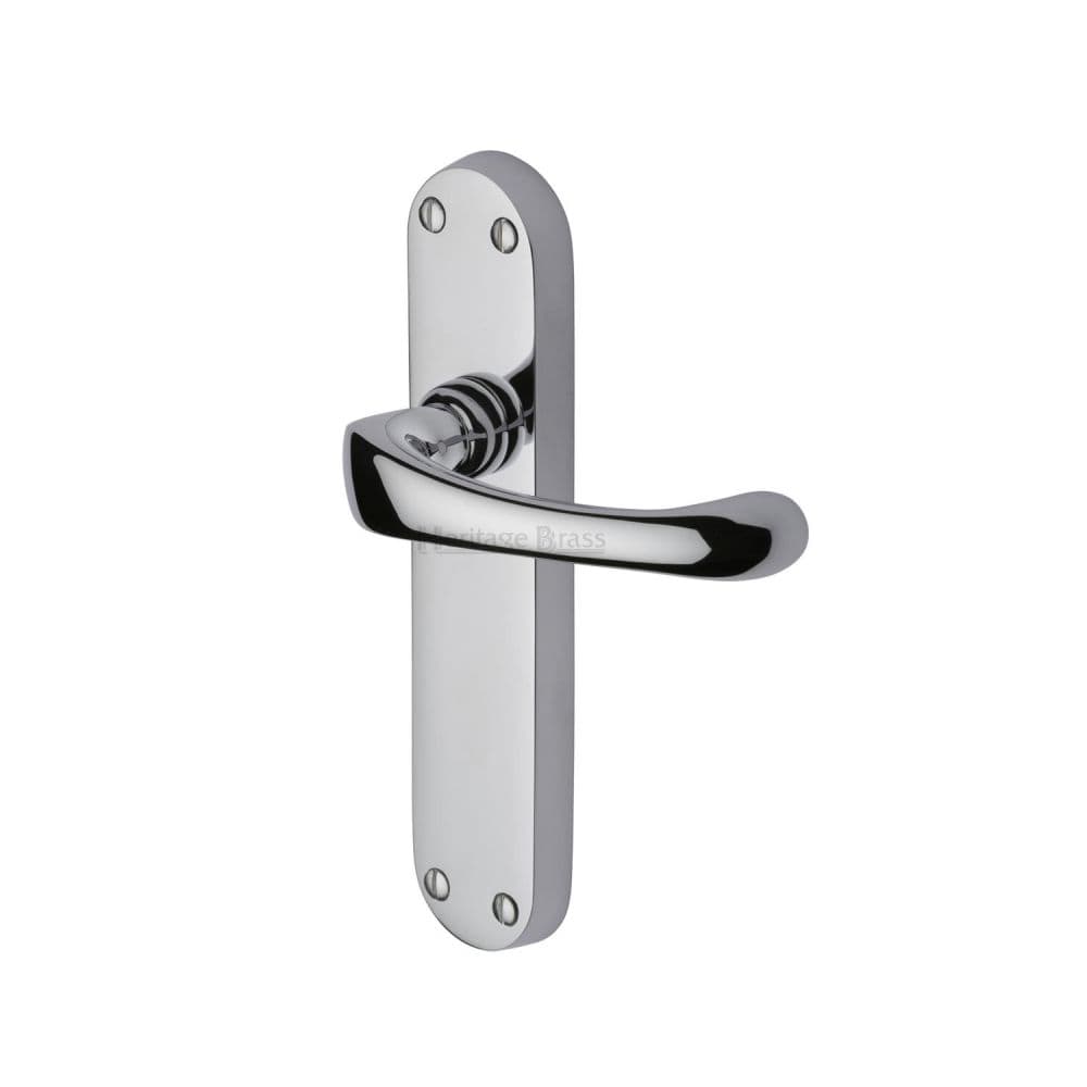 Heritage Brass Door Furniture Polished Chrome / Latch Handles Heritage Brass - Door Handle Lever Latch Gloucester Design Polished Chrome Finish