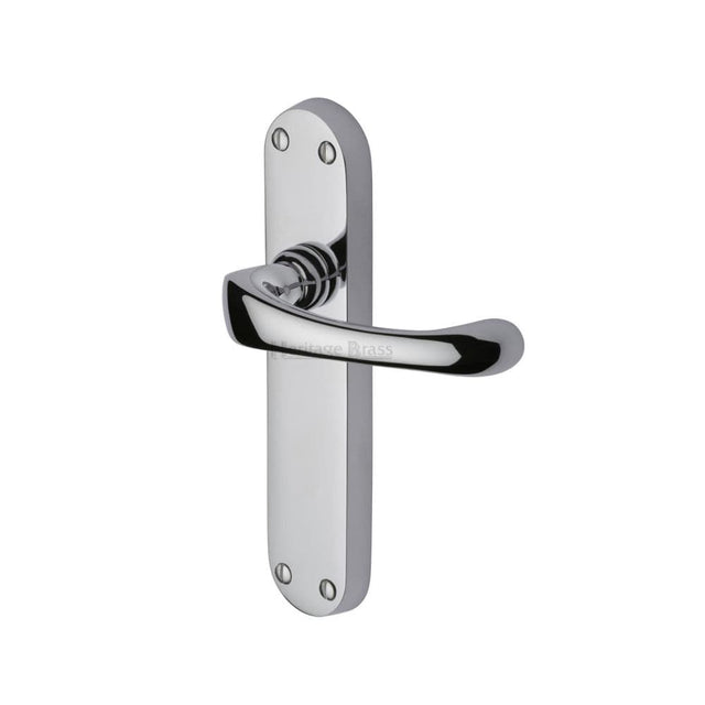 Heritage Brass Door Furniture Polished Chrome / Latch Handles Heritage Brass - Door Handle Lever Latch Gloucester Design Polished Chrome Finish