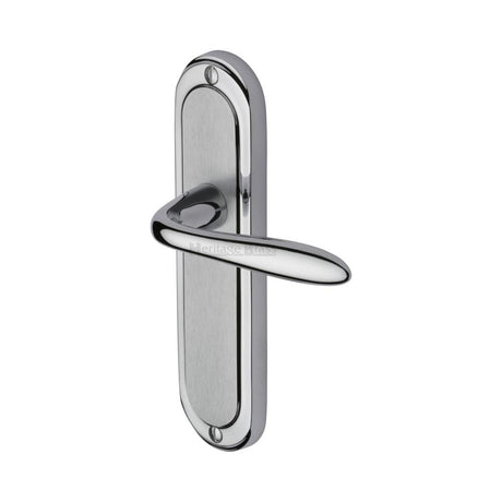 Heritage Brass Door Furniture Apollo Dual Finish,Satin Chrome/Polished Chrome / Latch Handles Heritage Brass - Door Handle Lever Latch Henley Design Apollo Finish