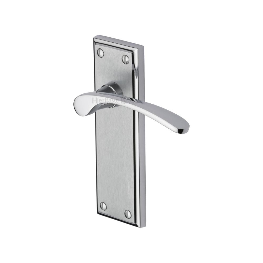 Heritage Brass Door Furniture Apollo Dual Finish,Satin Chrome/Polished Chrome / Latch Handles Heritage Brass - Door Handle Lever Latch Hilton Design Apollo Finish