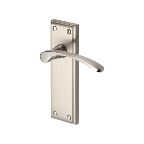 Heritage Brass Door Furniture Satin Nickel / Latch Handles Heritage Brass - Door Handle Lever Latch Hilton Design Satin Nickel Finish