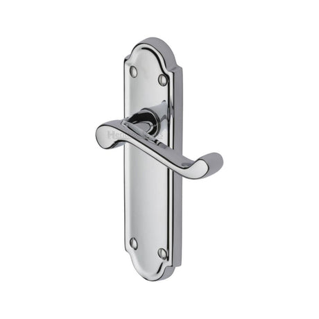 Heritage Brass Door Furniture Polished Chrome / Latch Handles Heritage Brass - Door Handle Lever Latch Meridian Design Polished Chrome Finish