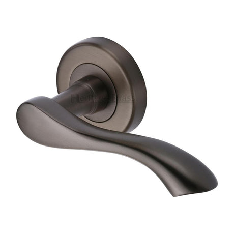 Heritage Brass Door Furniture Matt Bronze / Round Rose Heritage Brass - Door Handle Lever Latch on Round Rose Algarve Design Matt Bronz