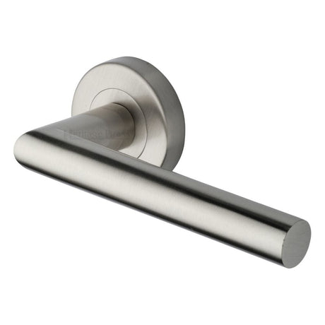 Heritage Brass Door Furniture Satin Nickel / Round Rose Heritage Brass - Door Handle Lever Latch on Round Rose Athena Design Satin Nickel