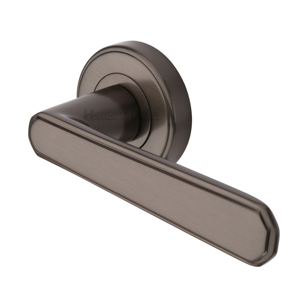 Heritage Brass Door Furniture Matt Bronze / Round Rose Heritage Brass - Door Handle Lever Latch on Round Rose Century Design Matt Bronz