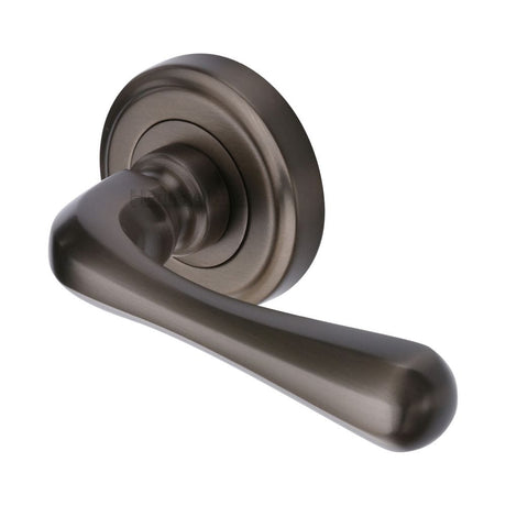 Heritage Brass Door Furniture Matt Bronze / Round Rose Heritage Brass - Door Handle Lever Latch on Round Rose Charlbury Design Matt Bro