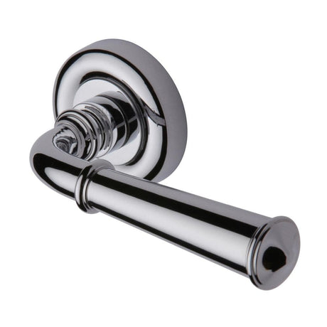 Heritage Brass Door Furniture Polished Chrome / Round Rose Heritage Brass - Door Handle Lever Latch on Round Rose Colonial Design Polished Chro