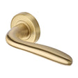 Heritage Brass Door Furniture Satin Brass / Round Rose Heritage Brass - Door Handle Lever Latch on Round Rose Columbus Design Satin Bras