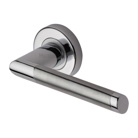 Heritage Brass Door Furniture Apollo Finish / Round Rose Heritage Brass - Door Handle Lever Latch on Round Rose Ellipse Design Apollo Fin