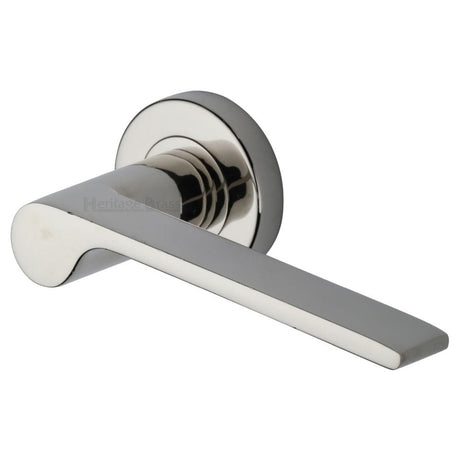 Heritage Brass Door Furniture Polished Nickel / Round Rose Heritage Brass - Door Handle Lever Latch on Round Rose Julia Design Polished Nickel
