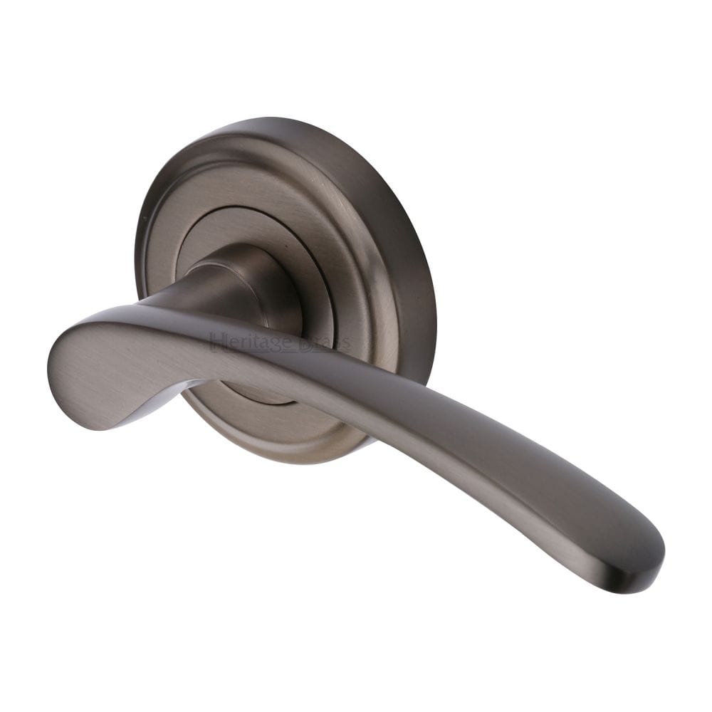 Heritage Brass Door Furniture Matt Bronze / Round Rose Heritage Brass - Door Handle Lever Latch on Round Rose Sophia Design Matt Bronze