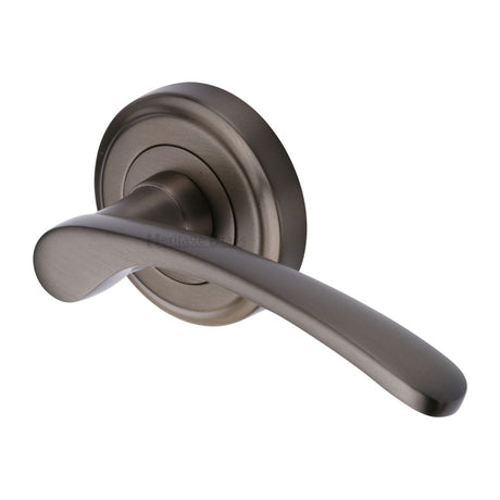 Heritage Brass Door Furniture Matt Bronze / Round Rose Heritage Brass - Door Handle Lever Latch on Round Rose Sophia Design Matt Bronze
