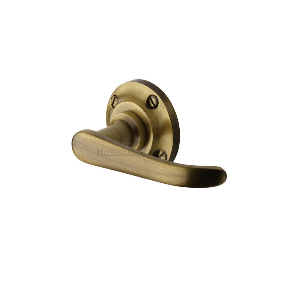 Heritage Brass Door Furniture Antique Brass / Round Rose Heritage Brass - Door Handle Lever Latch on Round Rose Windsor Design Antique Brass
