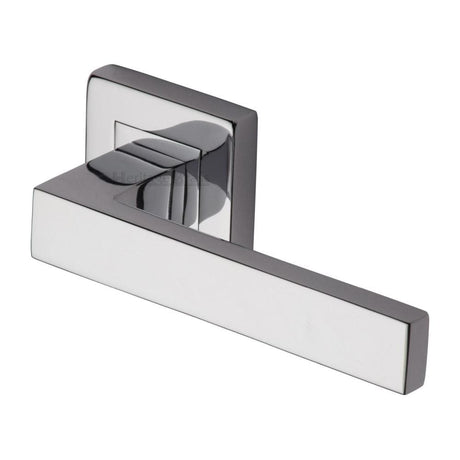 Heritage Brass Door Furniture Polished Chrome / Square Rose Heritage Brass - Door Handle Lever Latch on Square Rose Delta Sq Design Polished Chr