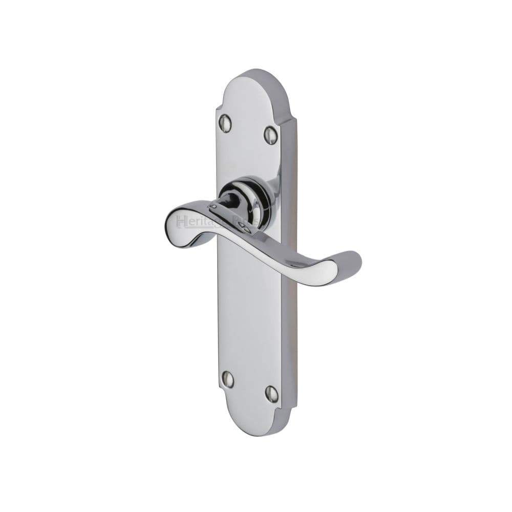 Heritage Brass Door Furniture Polished Chrome / Latch Handles Heritage Brass - Door Handle Lever Latch Savoy Design Polished Chrome Finish