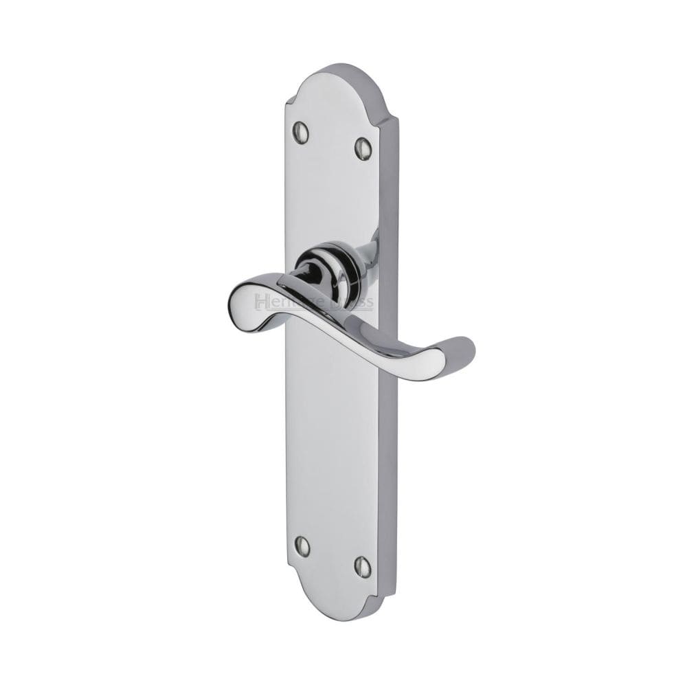 Heritage Brass Door Furniture Polished Chrome / Latch Handles Heritage Brass - Door Handle Lever Latch Savoy Long Design Polished Chrome Finish