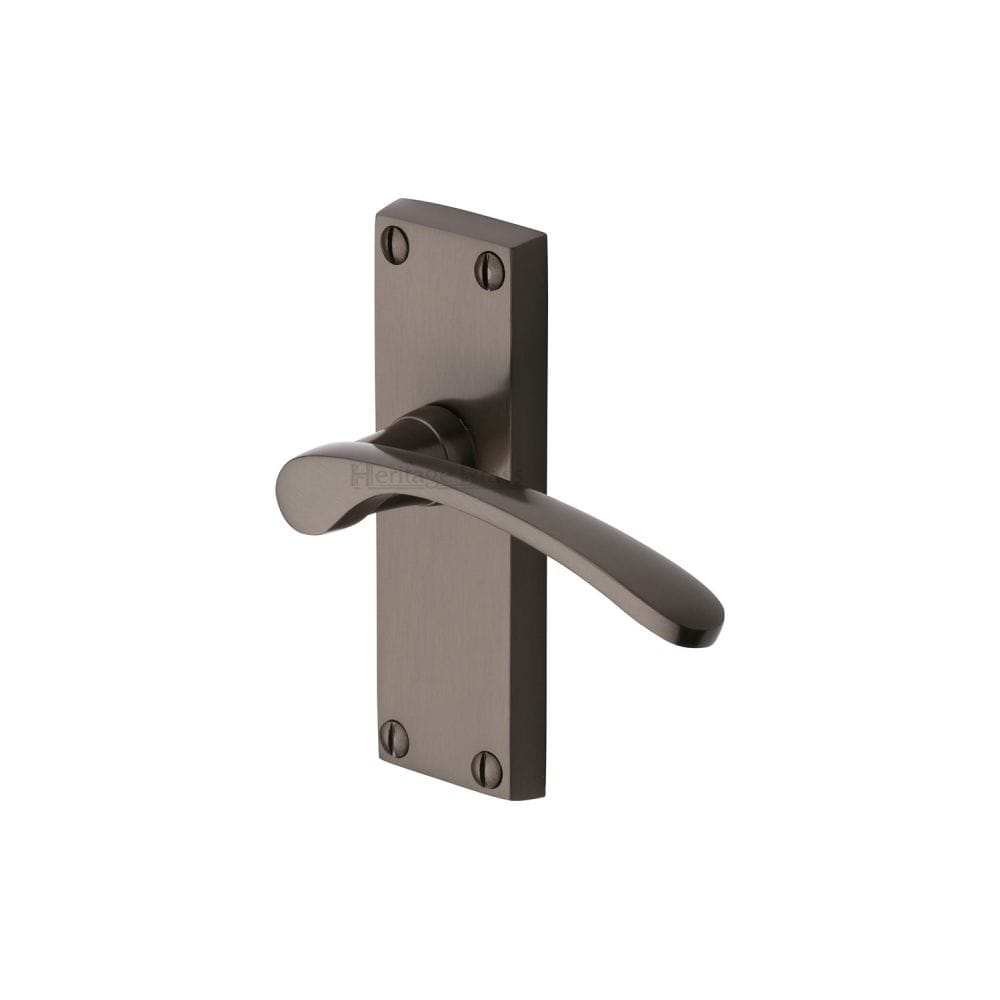 Heritage Brass Door Furniture Matt Bronze / Latch Handles Heritage Brass - Door Handle Lever Latch Sophia Short Design Matt Bronze Finish