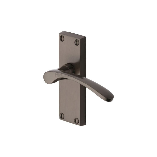 Heritage Brass Door Furniture Matt Bronze / Latch Handles Heritage Brass - Door Handle Lever Latch Sophia Short Design Matt Bronze Finish
