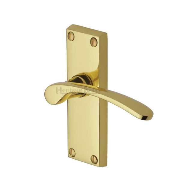Heritage Brass Door Furniture Polished Brass / Latch Handles Heritage Brass - Door Handle Lever Latch Sophia Short Design Polished Brass Finish