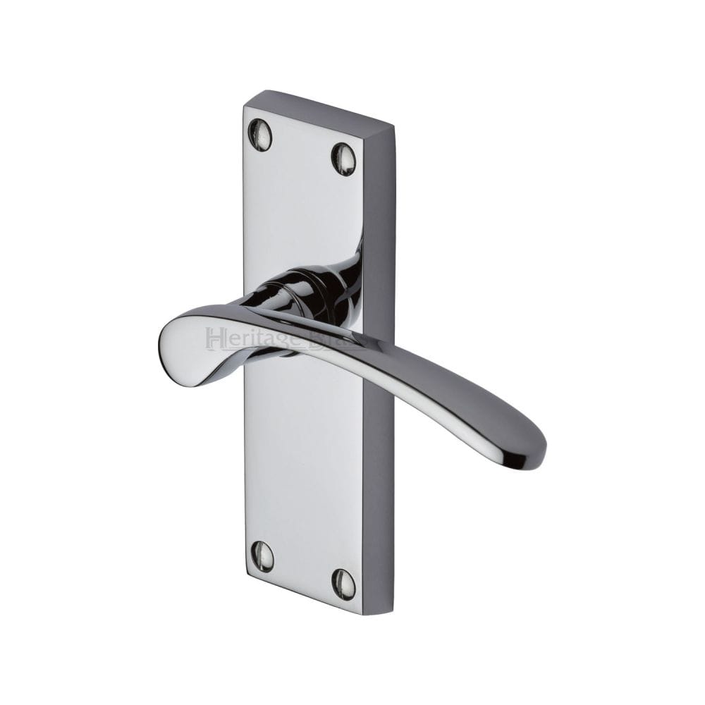 Heritage Brass Door Furniture Polished Chrome / Latch Handles Heritage Brass - Door Handle Lever Latch Sophia Short Design Polished Chrome Finish