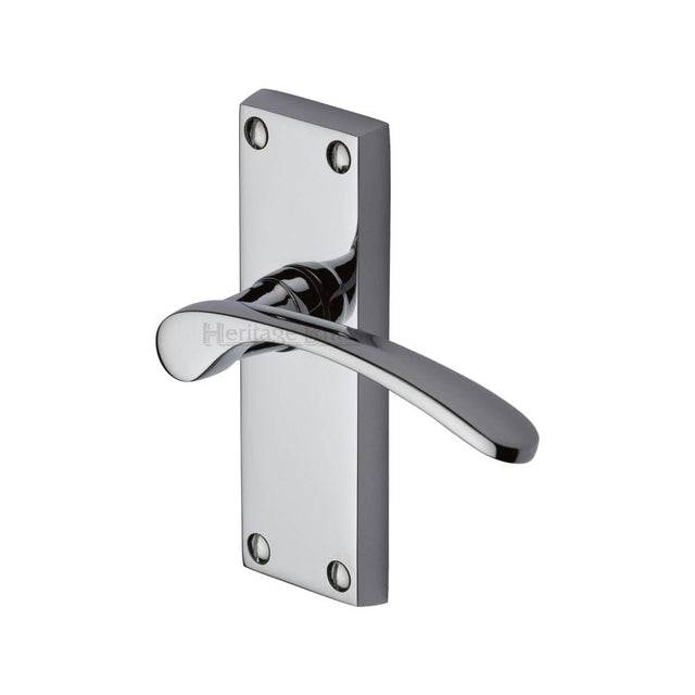 Heritage Brass Door Furniture Polished Chrome / Latch Handles Heritage Brass - Door Handle Lever Latch Sophia Short Design Polished Chrome Finish