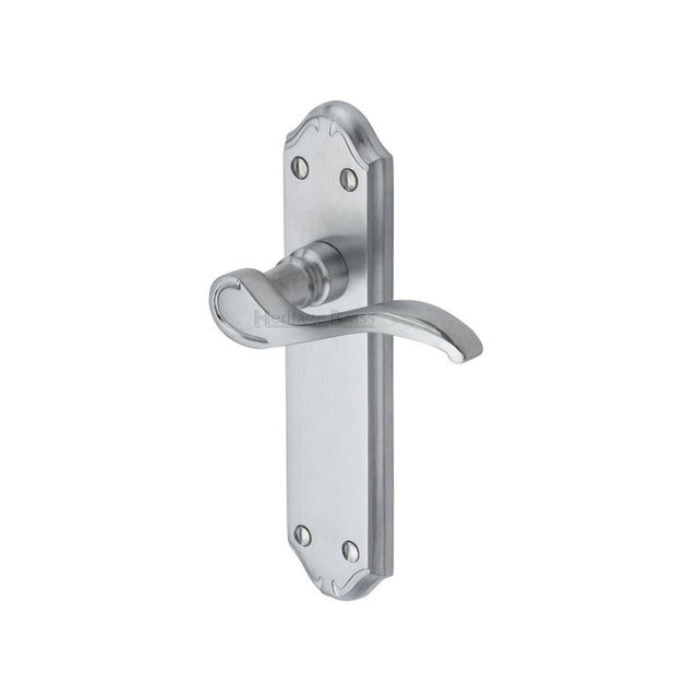 Heritage Brass Door Furniture Satin Chrome / Latch Handles Heritage Brass - Door Handle Lever Latch Verona Small Design Satin Chrome Finish