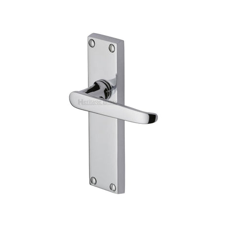Heritage Brass Door Furniture Polished Chrome / Latch Handles Heritage Brass - Door Handle Lever Latch Victoria Design Polished Chrome Finish
