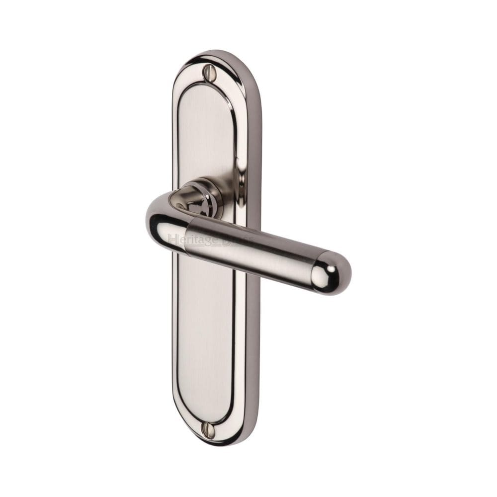 Heritage Brass Door Furniture Mercury Dual Finish,Satin Nickel and Polished Nickel / Latch Handles Heritage Brass - Door Handle Lever Latch Vienna Design Mercury Finish