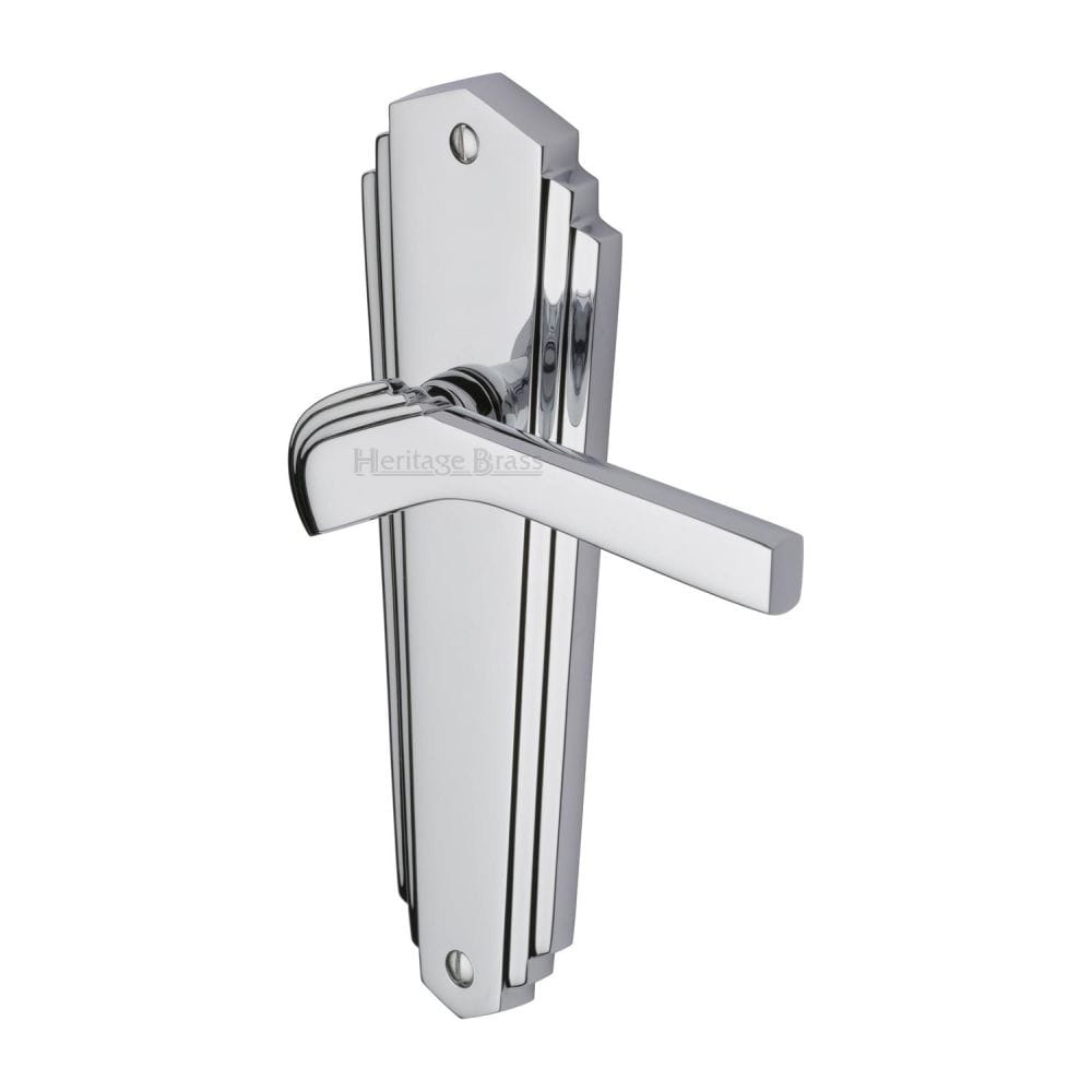 Heritage Brass Door Furniture Polished Chrome / Latch Handles Heritage Brass - Door Handle Lever Latch Waldorf Design Polished Chrome Finish