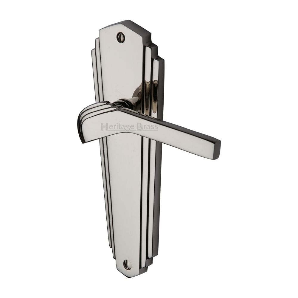 Heritage Brass Door Furniture Polished Nickel / Latch Handles Heritage Brass - Door Handle Lever Latch Waldorf Design Polished Nickel Finish