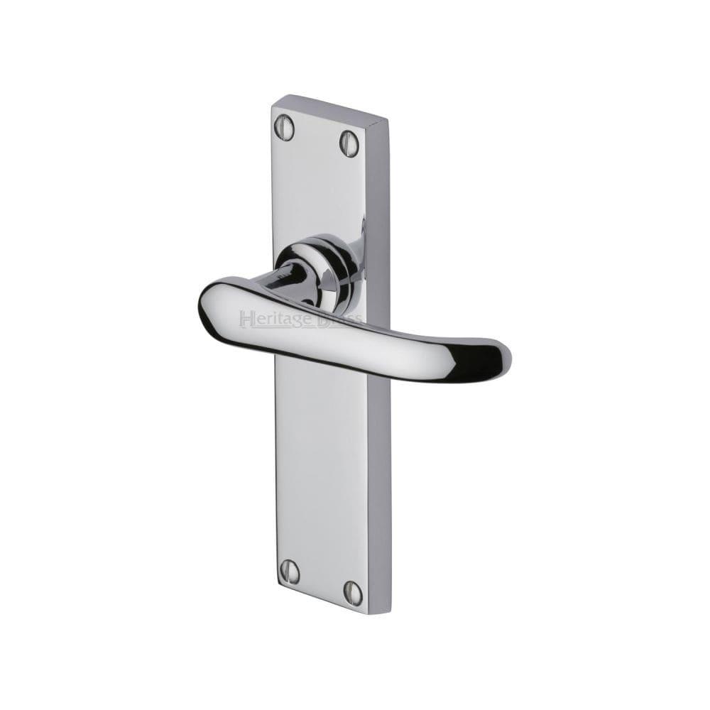 Heritage Brass Door Furniture Polished Chrome / Latch Handles Heritage Brass - Door Handle Lever Latch Windsor Design Polished Chrome Finish