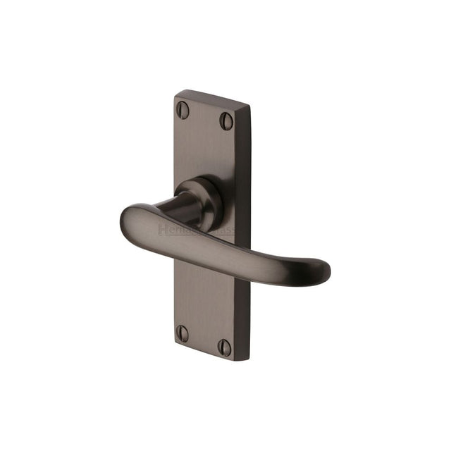 Heritage Brass Door Furniture Matt Bronze / Latch Handles Heritage Brass - Door Handle Lever Latch Windsor Short Design Matt Bronze Finish