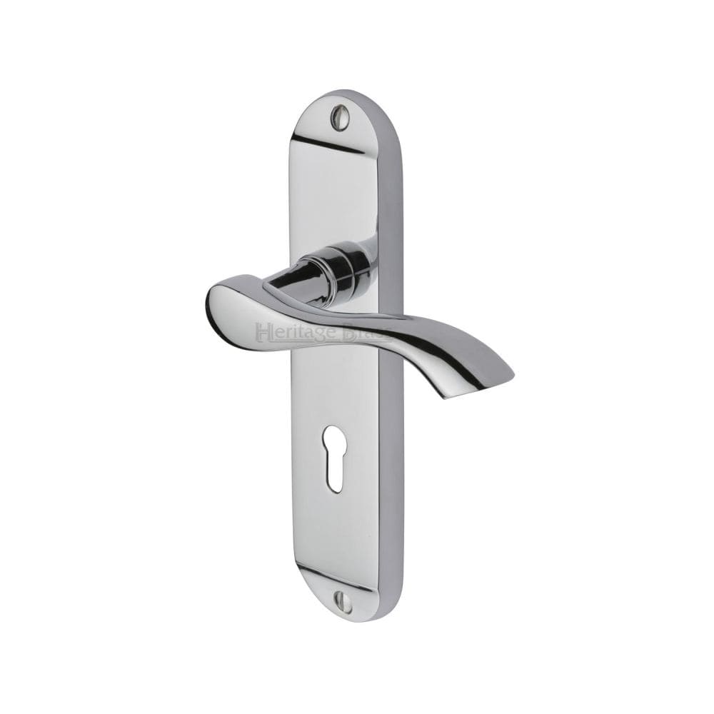 Heritage Brass Door Furniture Polished Chrome / Std. Lock Handles Heritage Brass - Door Handle Lever Lock Algarve Design Polished Chrome Finish