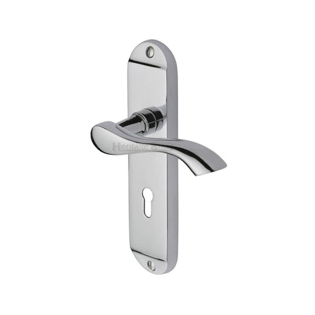 Heritage Brass Door Furniture Polished Chrome / Std. Lock Handles Heritage Brass - Door Handle Lever Lock Algarve Design Polished Chrome Finish
