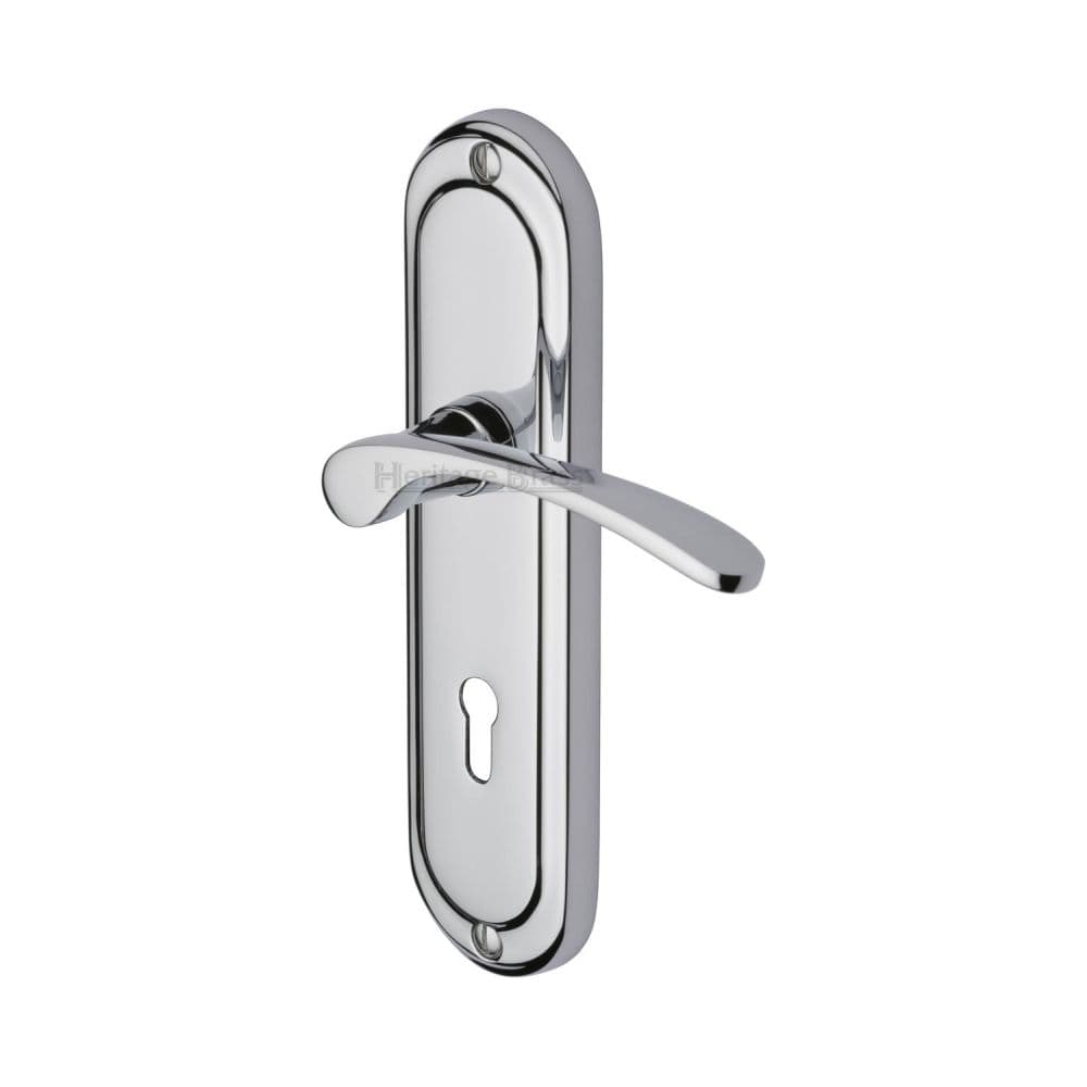 Heritage Brass Door Furniture Polished Chrome / Std. Lock Handles Heritage Brass - Door Handle Lever Lock Ambassador Design Polished Chrome Finish