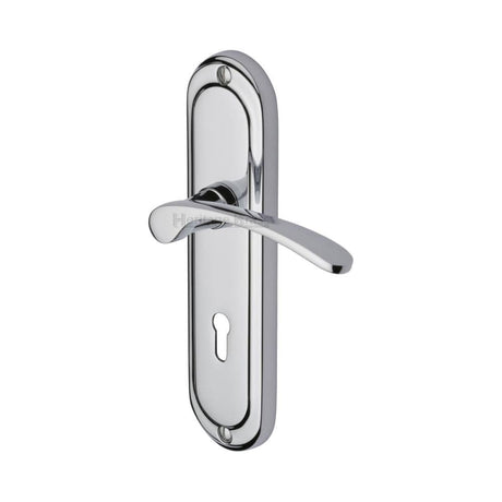 Heritage Brass Door Furniture Polished Chrome / Std. Lock Handles Heritage Brass - Door Handle Lever Lock Ambassador Design Polished Chrome Finish