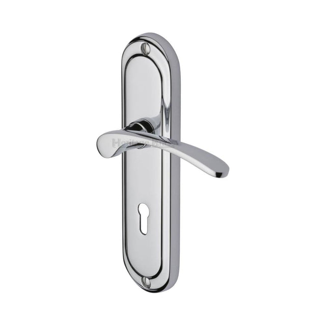 Heritage Brass Door Furniture Polished Chrome / Std. Lock Handles Heritage Brass - Door Handle Lever Lock Ambassador Design Polished Chrome Finish
