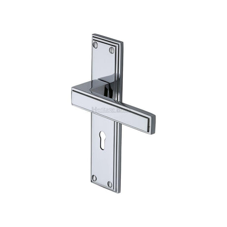 Heritage Brass Door Furniture Polished Chrome / Std. Lock Handles Heritage Brass - Door Handle Lever Lock Atlantis Design Polished Chrome Finish