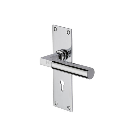 Heritage Brass Door Furniture Polished Chrome / Std. Lock Handles Heritage Brass - Door Handle Lever Lock Bauhaus Design Polished Chrome Finish