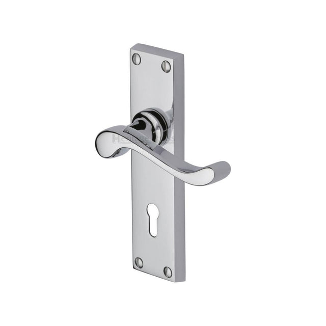 Heritage Brass Door Furniture Polished Chrome / Std. Lock Handles Heritage Brass - Door Handle Lever Lock Bedford Design Polished Chrome Finish