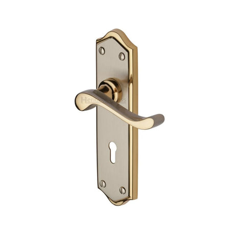 Heritage Brass Door Furniture Jupiter Split Finish / Std. Lock Handles Heritage Brass - Door Handle Lever Lock Buckingham Design Jupiter Finish