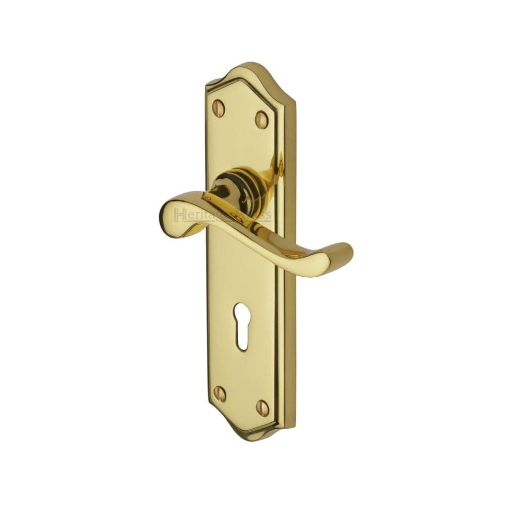 Heritage Brass Door Furniture Polished Brass / Std. Lock Handles Heritage Brass - Door Handle Lever Lock Buckingham Design Polished Brass Finish