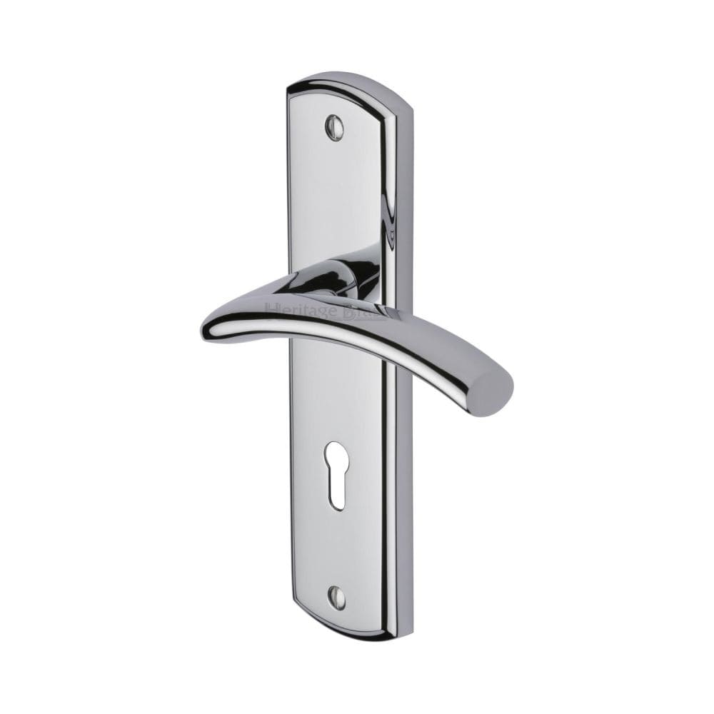 Heritage Brass Door Furniture Polished Chrome / Std. Lock Handles Heritage Brass - Door Handle Lever Lock Centaur Design Polished Chrome Finish