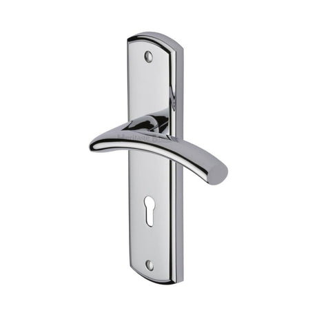 Heritage Brass Door Furniture Polished Chrome / Std. Lock Handles Heritage Brass - Door Handle Lever Lock Centaur Design Polished Chrome Finish